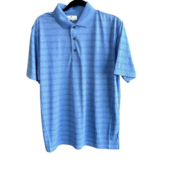 Grand Slam Performance Men's Blue Striped Golf Polo Shirt Size Medium - Picture 1 of 9